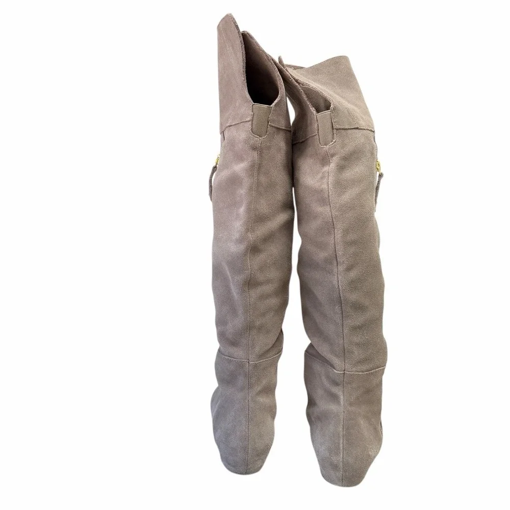 Steve Madden Suede Over The Knee Flat Boots Taupe Women's 8.5